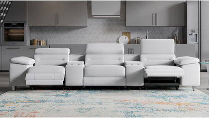 Monaco Reclining Sofa with Consoles - White