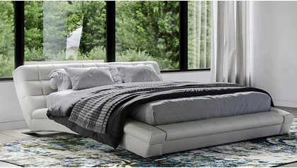 Adonis Leather Bed - White