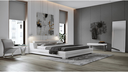 Hera Leather Bed - White