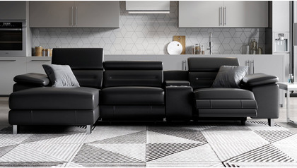 Monaco Reclining Sectional with Console - Black