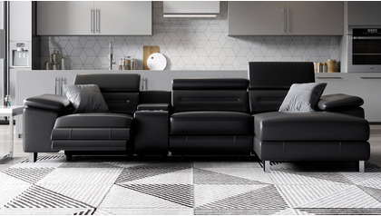 Monaco Reclining Sectional with Console - Black