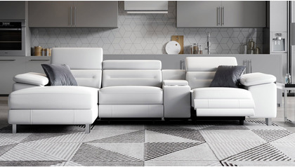 Monaco Reclining Sectional with Console - White