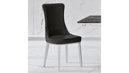 Norma Black Dining Chair - Brushed Stainless Steel