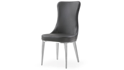 Norma Dark Gray Dining Chair - Brushed Stainless Steel