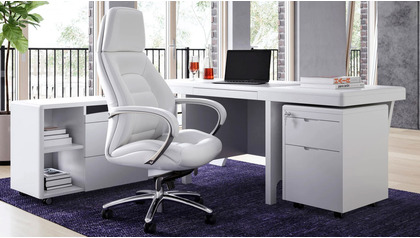 Quincy Desk with Return - White
