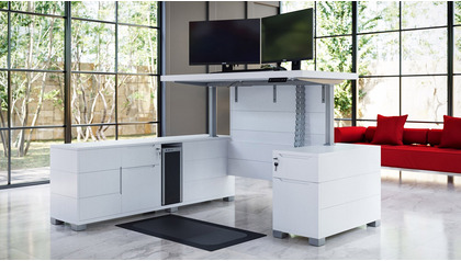 Ford Adjustable Height Desk with Return - White
