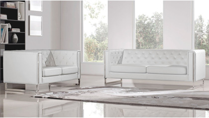 Easton Sofa and Loveseat Set - White