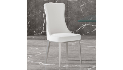 Norma White Dining Chair - Brushed Stainless Steel