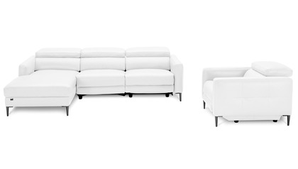 Reno Reclining Sectional with One Arm Chair - White
