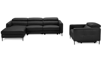 Reno Reclining Sectional with One Arm Chair - Black
