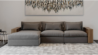 Soriano Wooden Arm Sectional - Gray