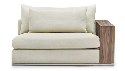 Soriano 2 Seater with Wooden Arm - Beige