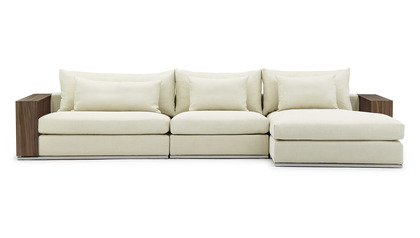 Soriano Wooden Arm Sectional - Beige