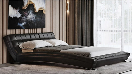 Adonis Leather Bed - Black